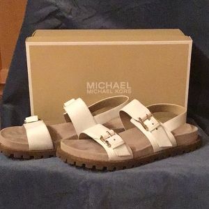 Michael Judd white leather sandal